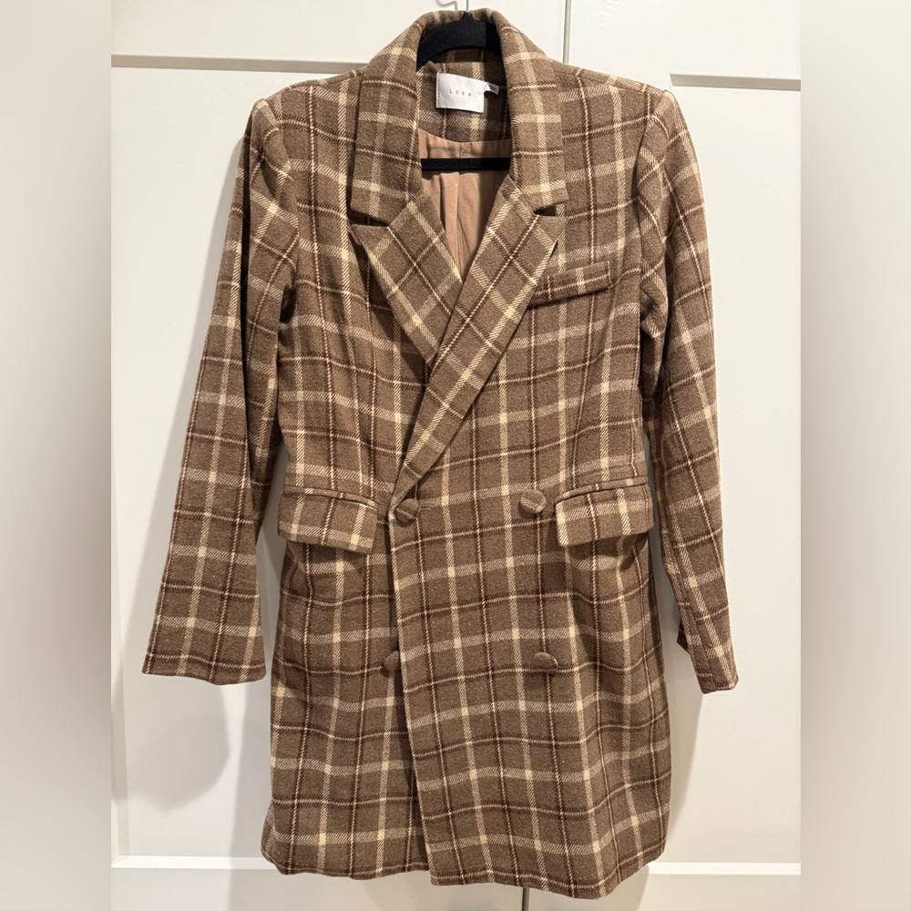 Lush Brown Plaid Coat